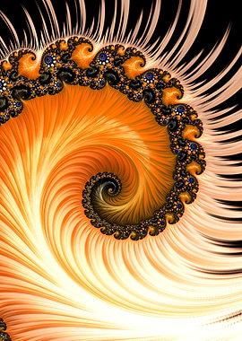 Fractal Spiral in Orange and Black