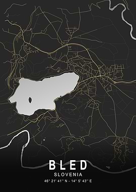 Bled Silver Map Art