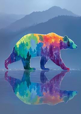 Colorful Bear Reflection