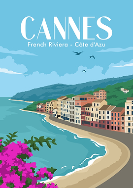 Cannes French Riviera Travel Poster