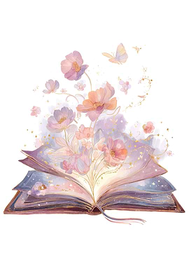 Open Book with Floral and Butterfly