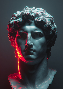 Classical Bust with Red Light