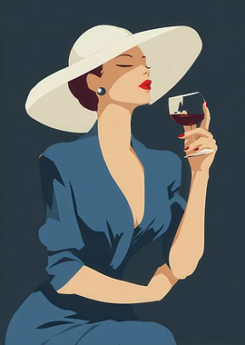 Elegant Woman with Wine