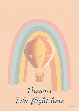 Dreams Take Flight Here – Minimalist Nursery Hot Air Balloon