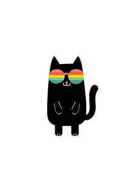 Cool Cat with Rainbow Sunglasses