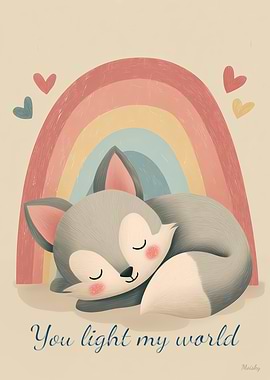 You Light My World – Minimalist Nursery Fox Art