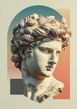Classical Bust with Geometric Background