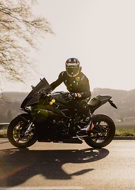 Motorcycle Rider on Road