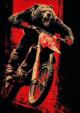 Bear Riding a Motorcycle