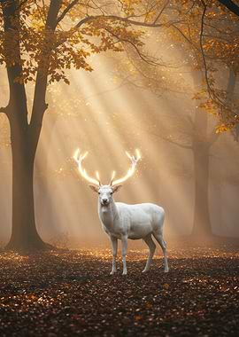 Glowing Deer in Autumn Forest