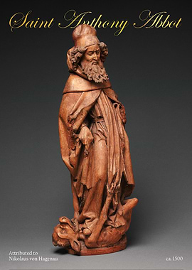 Saint Anthony Abbot Wood Sculpture