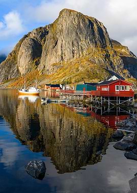 Hamnoy Village, Lofoten Islands, Norway Spring Landscape