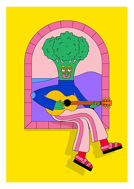 Broccoli Man Playing Guitar