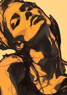 Woman Portrait in Orange and Black