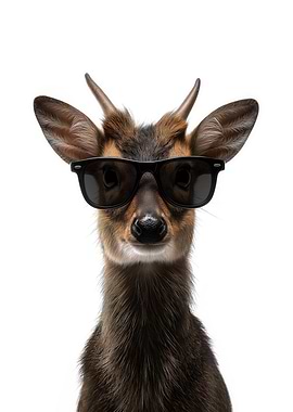 Cool Muntjac with Sunglasses Portrait