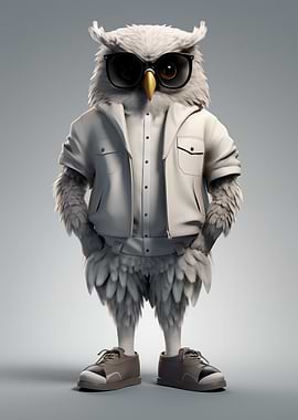 Owl Character in Casual Outfit