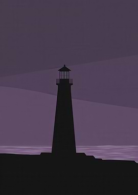 Lighthouse Silhouette at Dusk