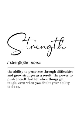 Strength Definition Poster Motivational Office Wall Art for Resilience