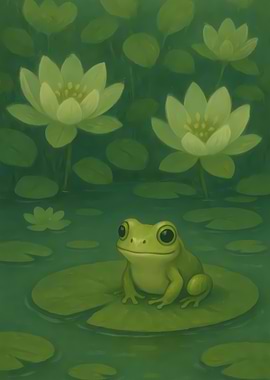 Frog on Lily Pad Illustration