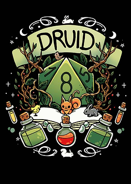 Druid D&D Cartoon Illustration