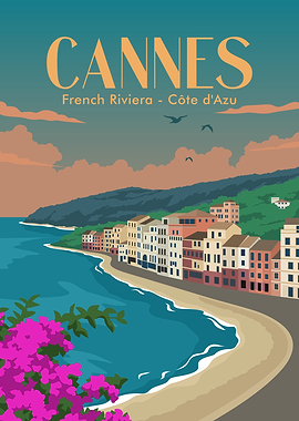 Cannes French Riviera Travel Poster