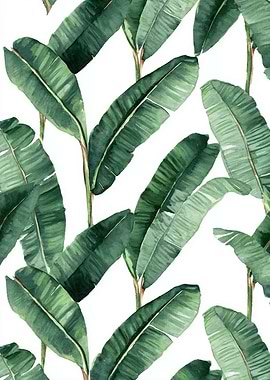 Banana Leaf Watercolor Pattern
