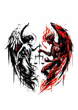 Angel and Demon with Scales