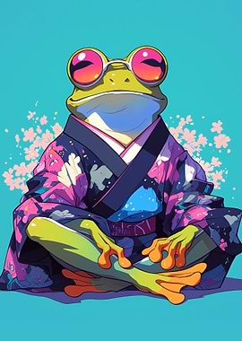 Frog in Kimono with Sunglasses