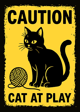 Caution: Cat at Play Sign
