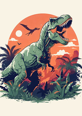 Tyrannosaurus Rex in Prehistoric Landscape