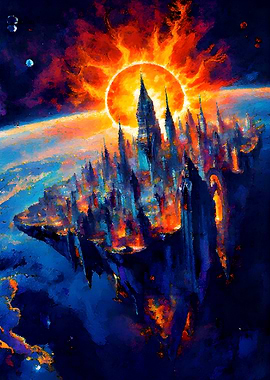 Celestial Cityscape Painting