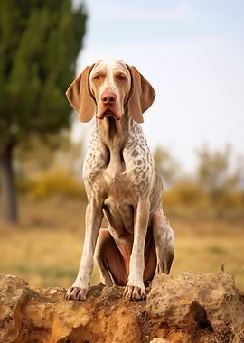German Shorthaired Pointer on Rocky Outcrop