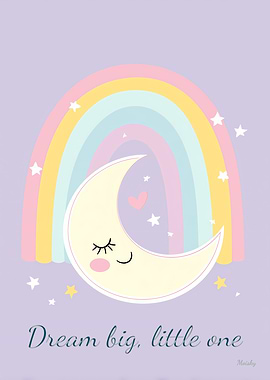 Dream Big Little One – Minimalist Nursery Moon Art