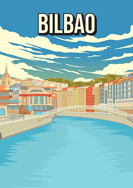 Bilbao Spain Vintage Travel Poster