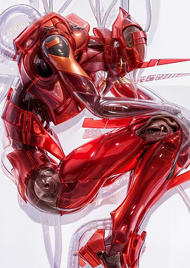 Red Metallic Robot Figure