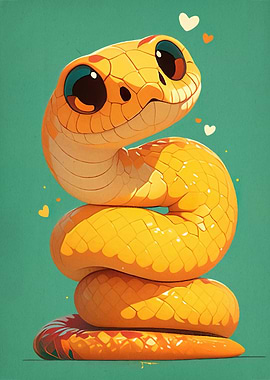 Cartoon Snake Hearts