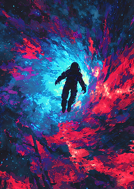 Astronaut in Colorful Space Vortex
