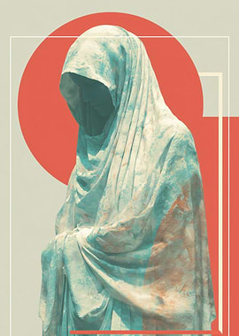 Hooded Figure with Geometric Shapes