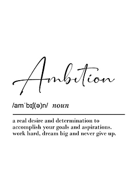 Ambition Definition Poster Motivational Office Wall Art for Goal Getters