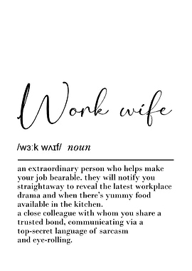Work Wife Definition Poster Funny Office Wall Art for Coworkers