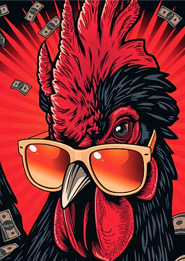Cool Rooster with Sunglasses and Money