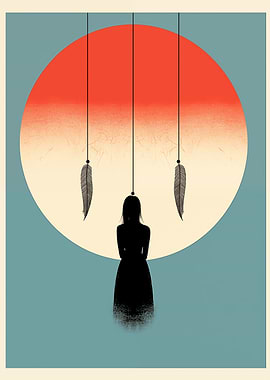 Boho art Feathers Sunset