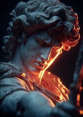 Classical Sculpture with Dramatic Lighting