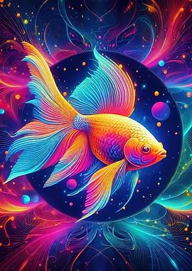 Colorful Goldfish Abstract Space