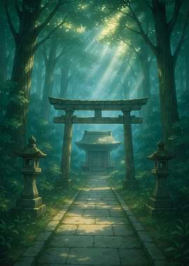 Japanese Shrine in Forest