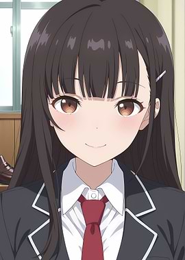 Anime Girl Portrait in School Uniform