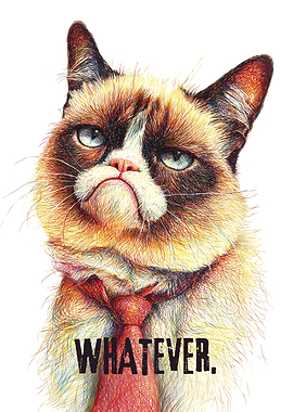 Whatever - Grumpy Ugly Cat With Red Tie