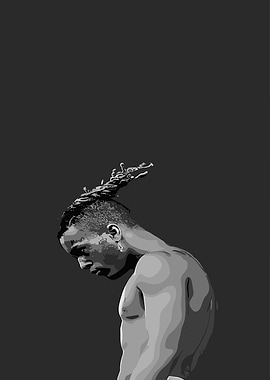 XXXTentacion grayscale digital art portrait