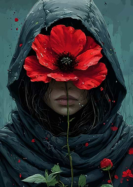 Red Poppy Woman Portrait