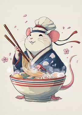 Mouse Chef with Ramen Bowl